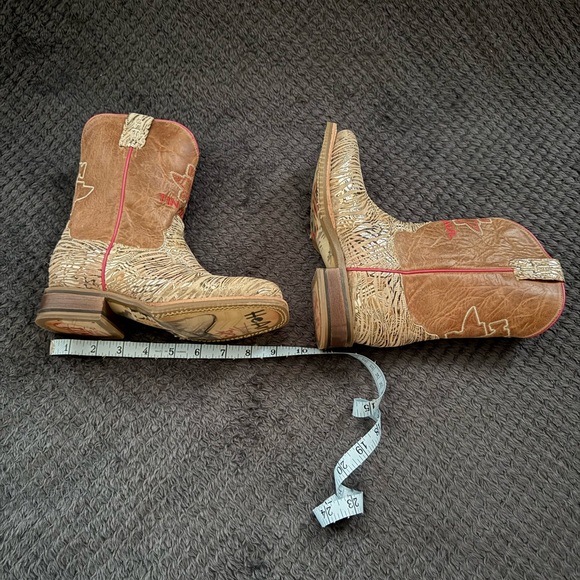 Tin Haul Kids Cowboy Boots Golden Tiger Hear Me Roar Brown Cream w Pink Accents - Picture 9 of 11
